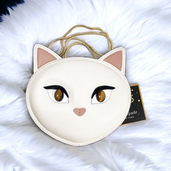 KATE SPADE x CATS BROADWAY MUSICAL MEOW CROSSBODY GOLD SNAKE CHAIN STRAP KITTY - Picture 1 of 16